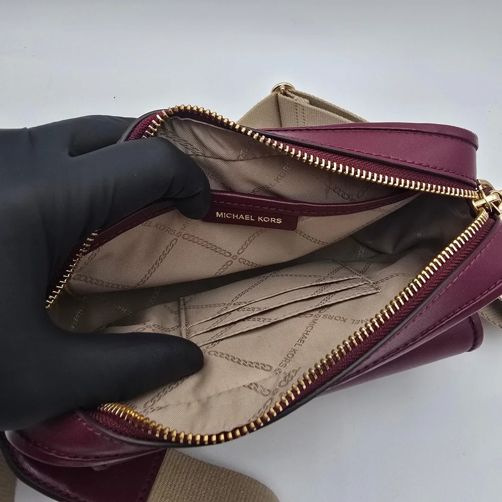 Michael‎ Kors Burgundy Leather Convertible Crossbody Shoulder Bag Gold Hardware